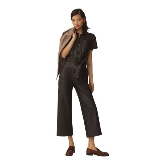 NWT The Colette Weekend Jumpsuit by Maeve: Faux-Leather Anthropologie Size XS - Picture 1 of 14